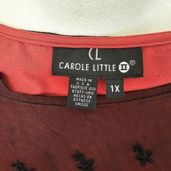 Black Lace over Red Women's Blouse - Picture 3 of 4